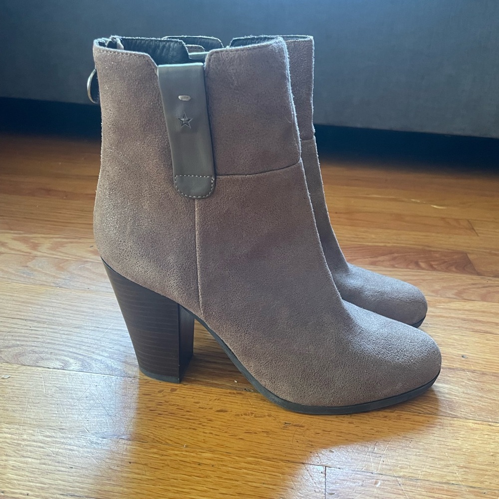 Suede Ankle Boots in Taupe